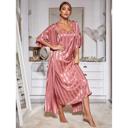 Pink-Medium Satin Nightgown With Shrug