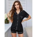 Small White Heart on Black Shorts Set