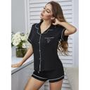  White Heart on Black Shorts Set