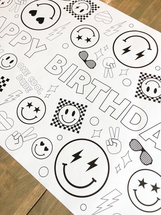 Cool Dude Coloring Table Runner, Happy Dude Themed Birthday, Coloring Page, Giant Coloring Poster, Coloring