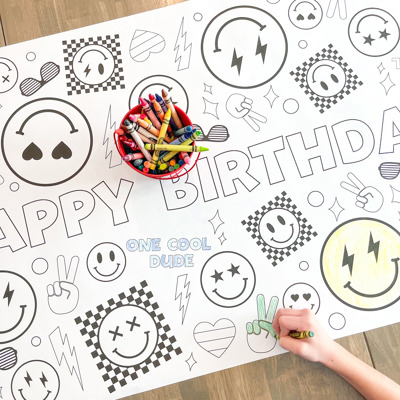 Cool Dude Coloring Table Runner, Happy Dude Themed Birthday, Coloring Page, Giant Coloring Poster, Coloring