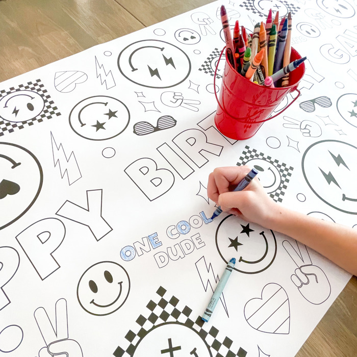 Cool Dude Coloring Table Runner, Happy Dude Themed Birthday, Coloring Page, Giant Coloring Poster, Coloring