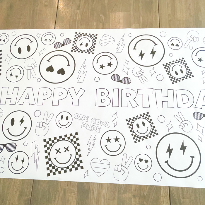 Cool Dude Coloring Table Runner, Happy Dude Themed Birthday, Coloring Page, Giant Coloring Poster, Coloring