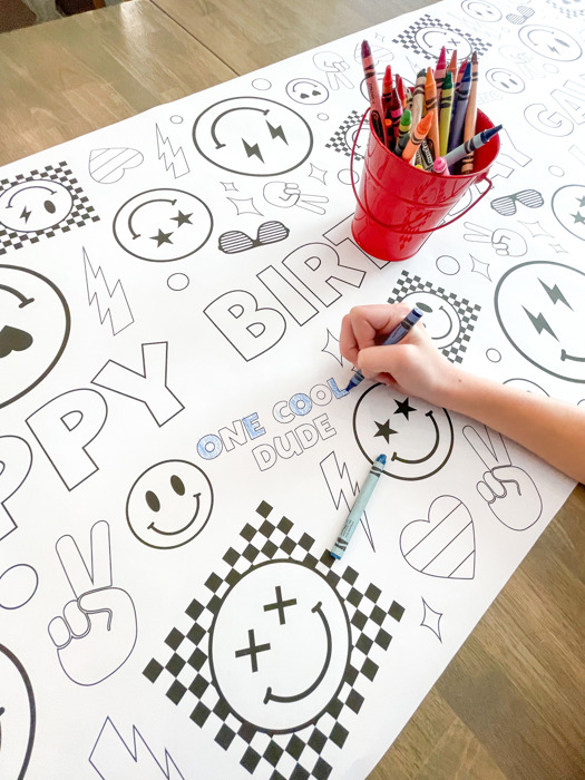 Cool Dude Coloring Table Runner, Happy Dude Themed Birthday, Coloring Page, Giant Coloring Poster, Coloring