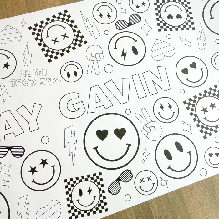 Cool Dude Coloring Table Runner, Happy Dude Themed Birthday, Coloring Page, Giant Coloring Poster, Coloring