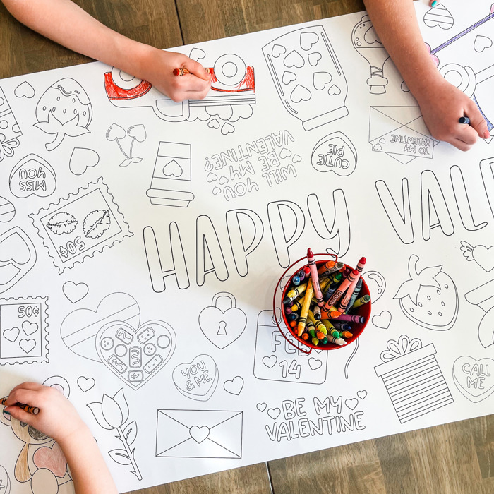 Valentine's Day Coloring Table Runner
