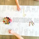  Animal Train Coloring Table Runner Happy Birthday