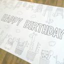  Animal Train Coloring Table Runner Happy Birthday