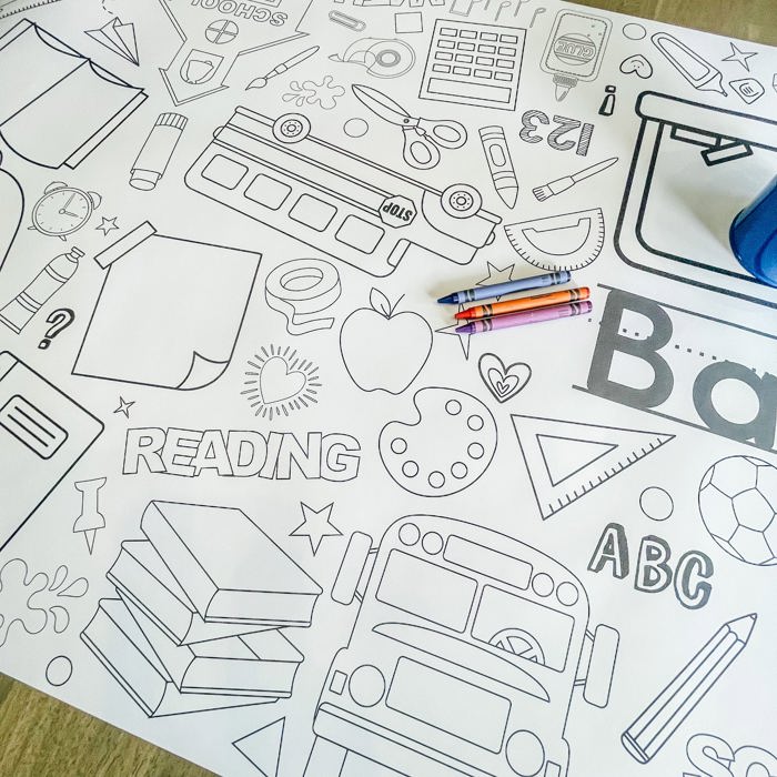 Back to School Coloring Table Runner