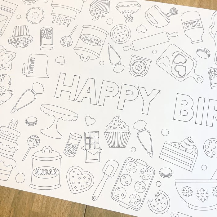 Baking Party Coloring Table Runner Baking Party