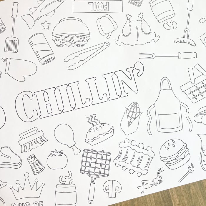 BBQ Coloring Table Runner Summer