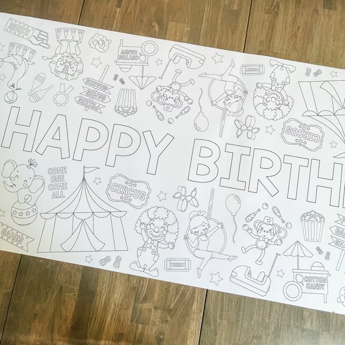 Circus Coloring Table Runner Carnival Party
