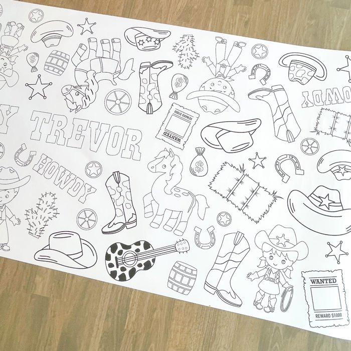 Cowboy Coloring Table Runner