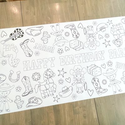 Cowgirl Coloring Table Runner