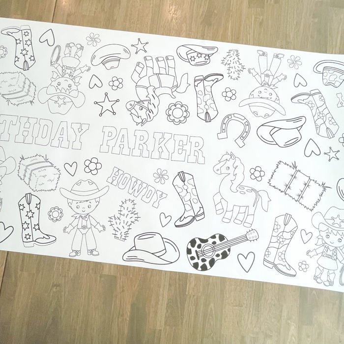 Cowgirl Coloring Table Runner