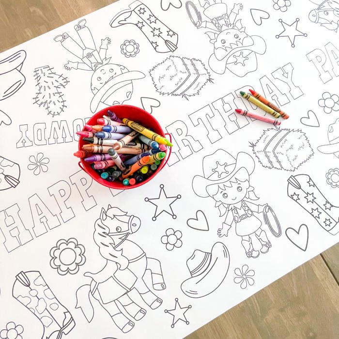 Cowgirl Coloring Table Runner