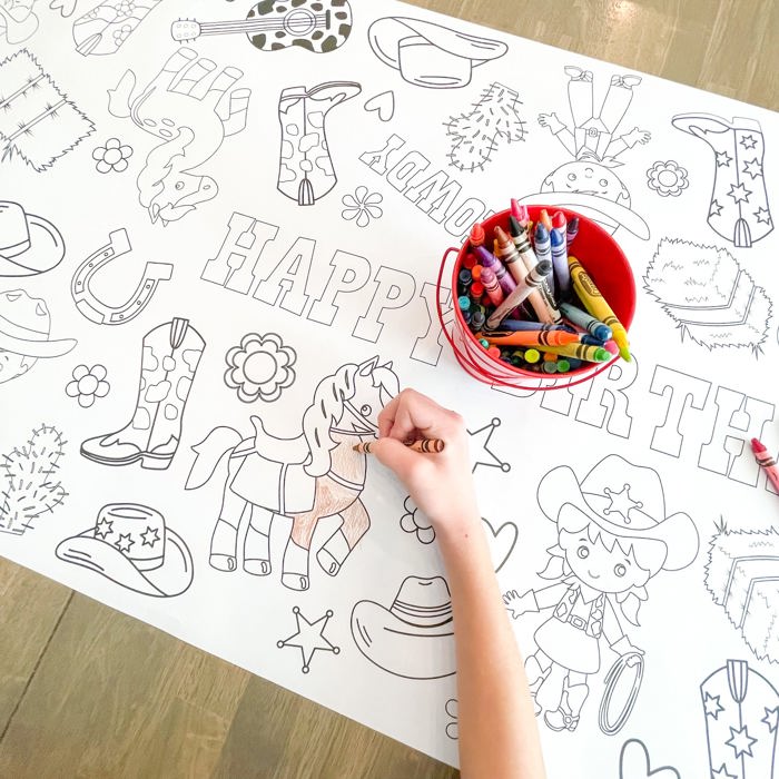 Cowgirl Coloring Table Runner