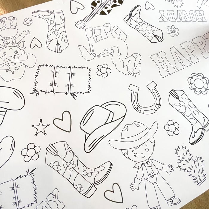 Cowgirl Coloring Table Runner
