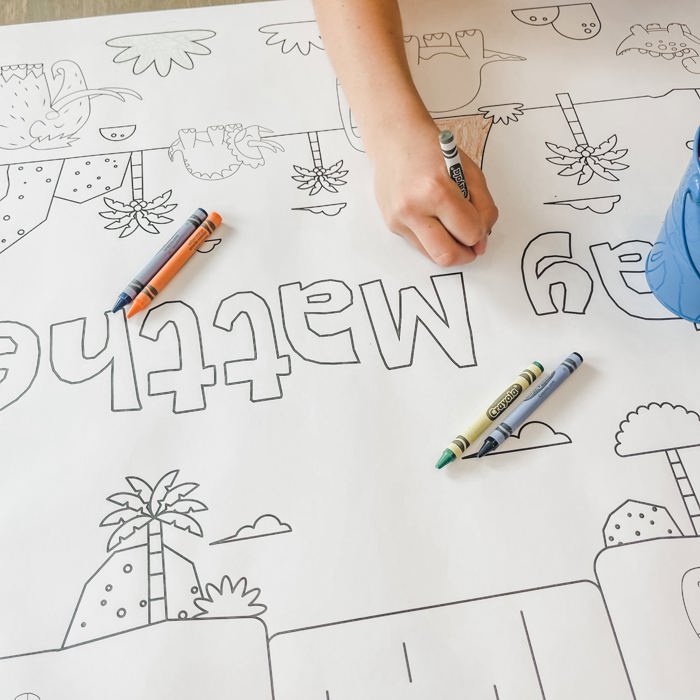 Dinosaur Coloring Table Runner