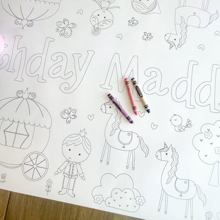 Fairytale Coloring Table Runner Princess Party