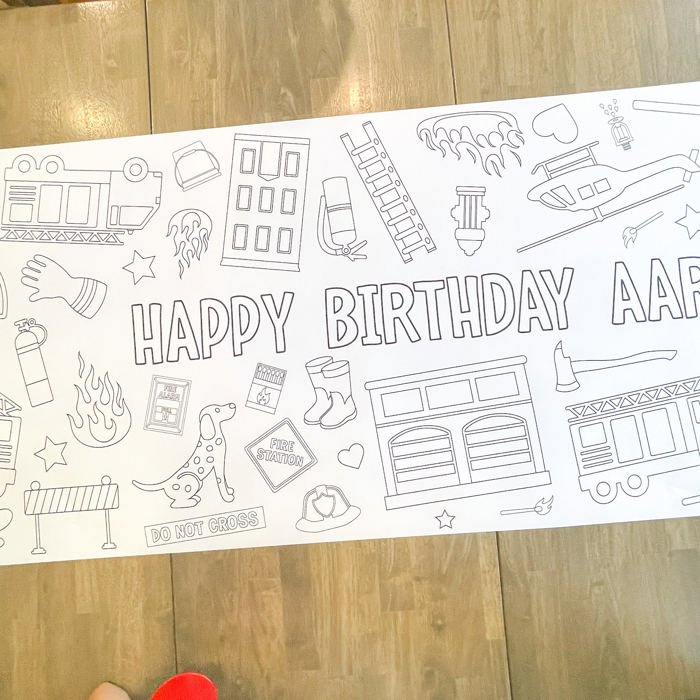 Fireman Coloring Table Runner Fire Truck