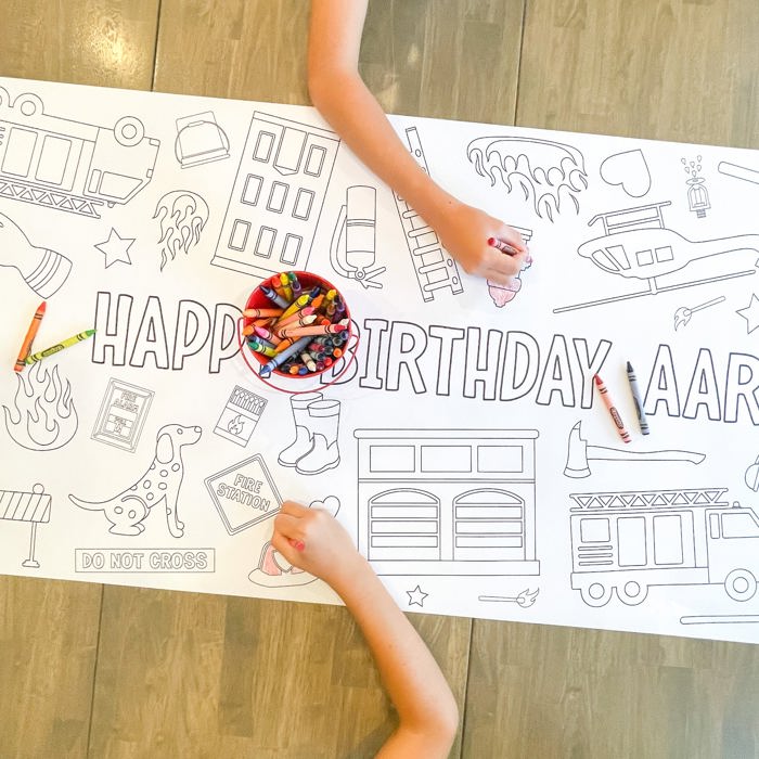 Fireman Coloring Table Runner Fire Truck
