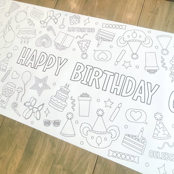 Happy Birthday Coloring Table Runner