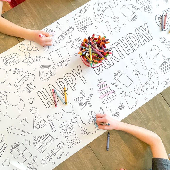 Happy Birthday Coloring Table Runner