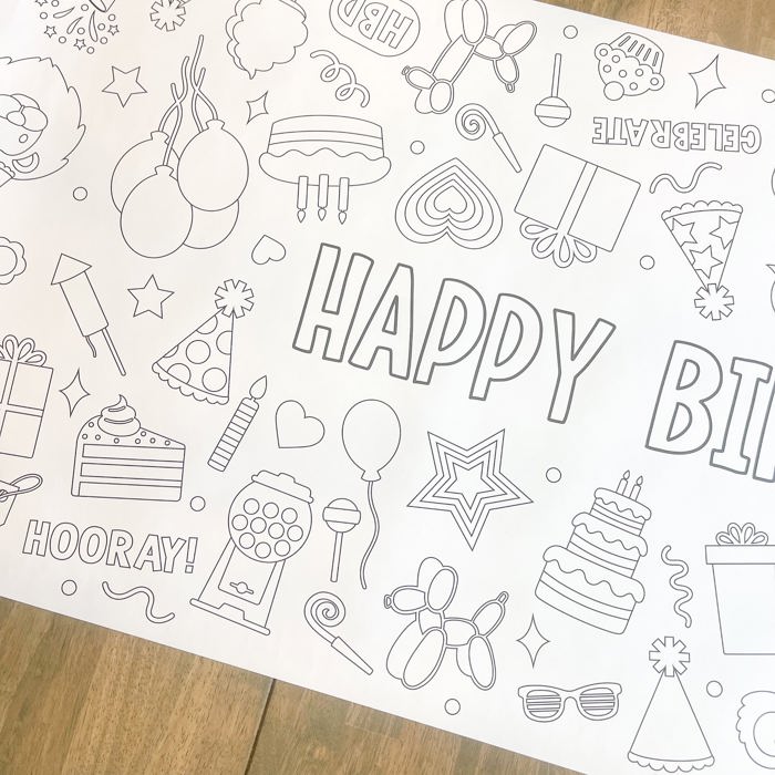 Happy Birthday Coloring Table Runner