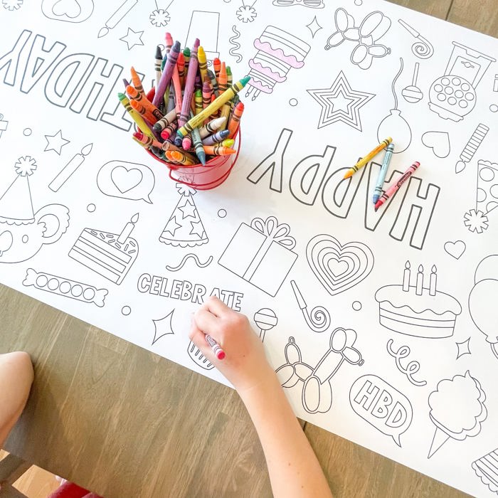 Happy Birthday Coloring Table Runner