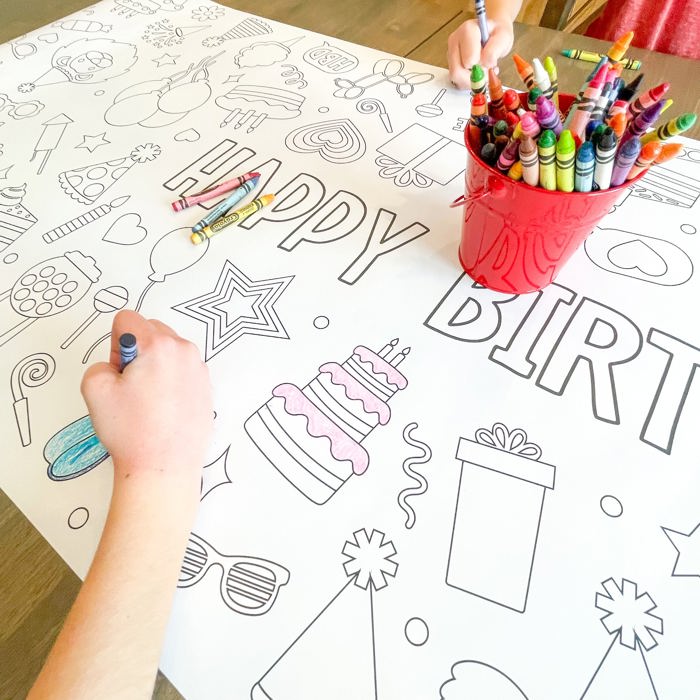 Happy Birthday Coloring Table Runner