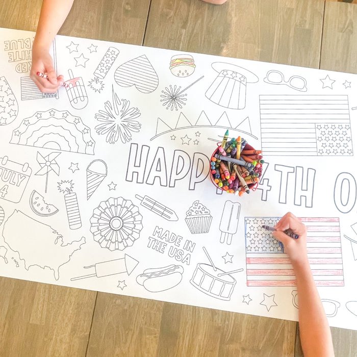 July 4th Party Coloring Table Runner