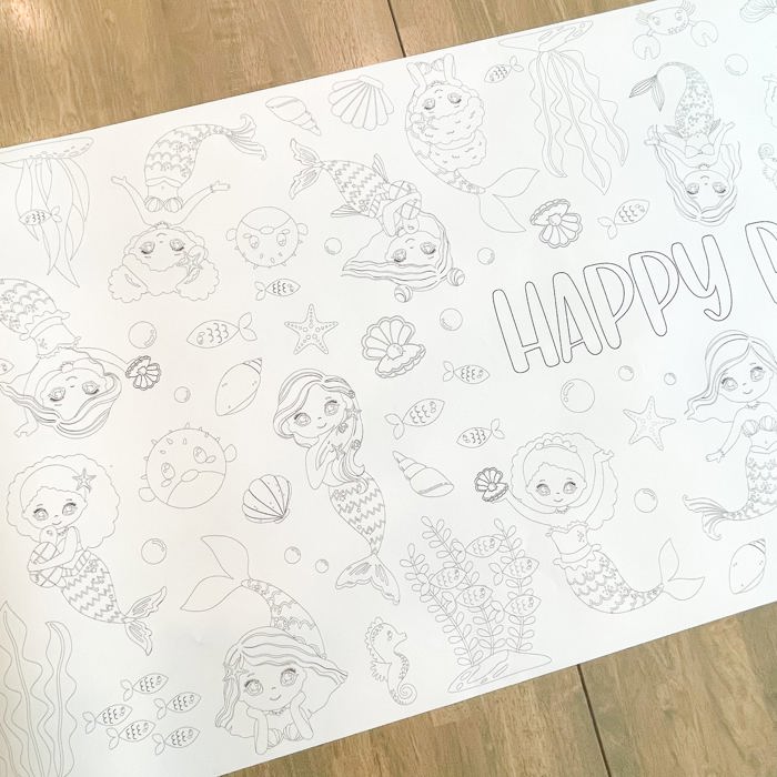 Mermaid Party Coloring Table Runner Mermaid Party