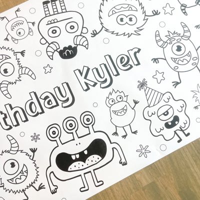 Monster Coloring Table Runner Monster Party