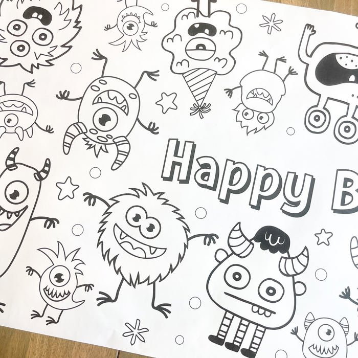 Monster Coloring Table Runner Monster Party