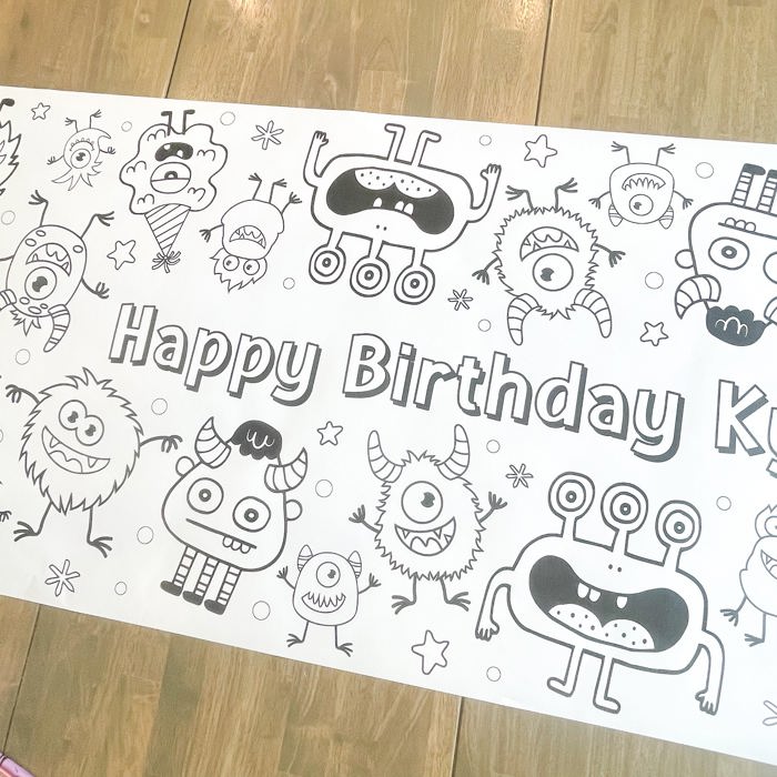 Monster Coloring Table Runner Monster Party