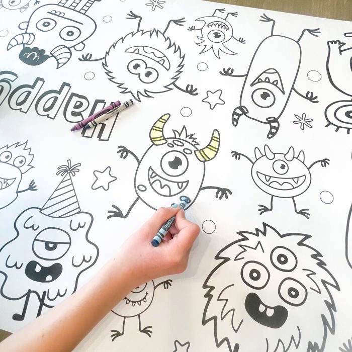 Monster Coloring Table Runner Monster Party
