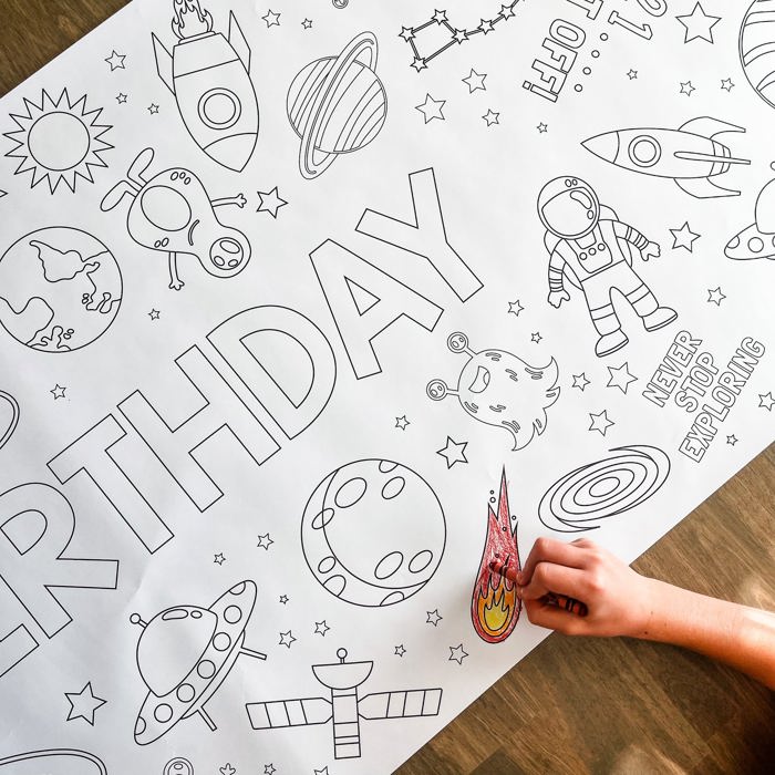 Outer Space Coloring Table Runner Space Party
