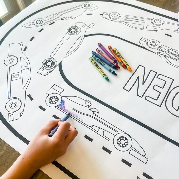 Race Car Coloring Table Runner