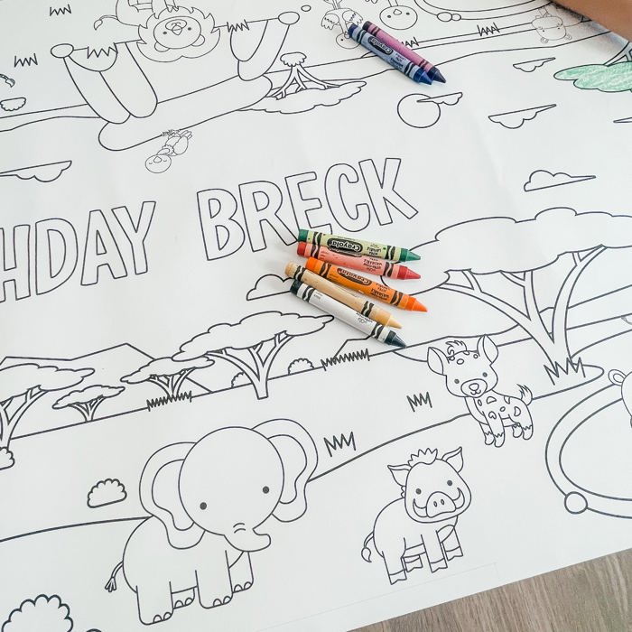 Safari Coloring Table Runner