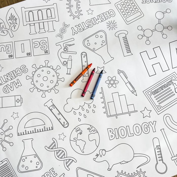Science Coloring Table Runner Science Party