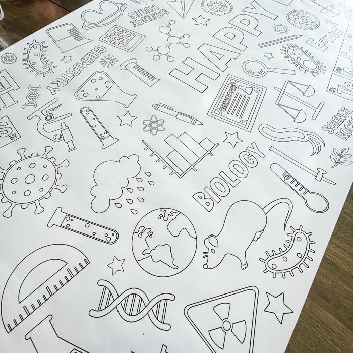 Science Coloring Table Runner Science Party