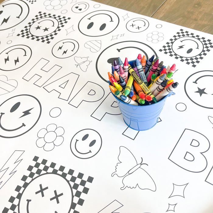 Smiley Face Coloring Table Runner Carnival Party