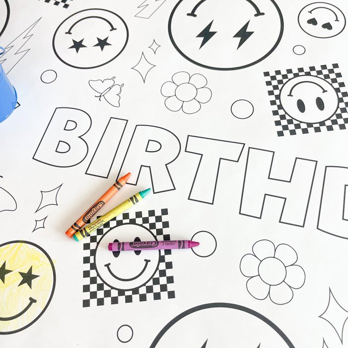 Smiley Face Coloring Table Runner Carnival Party