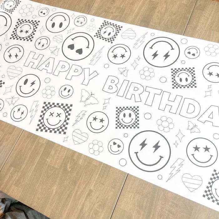 Smiley Face Coloring Table Runner Carnival Party