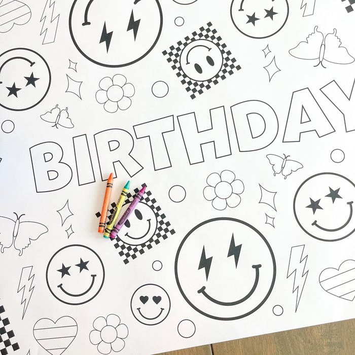 Smiley Face Coloring Table Runner Carnival Party