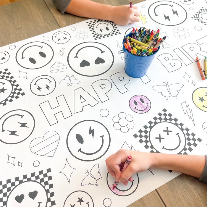 Smiley Face Coloring Table Runner Carnival Party