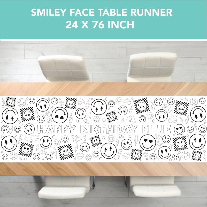 Smiley Face Coloring Table Runner Carnival Party