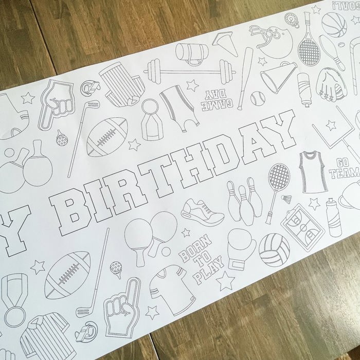 Sports Coloring Table Runner Sports Party