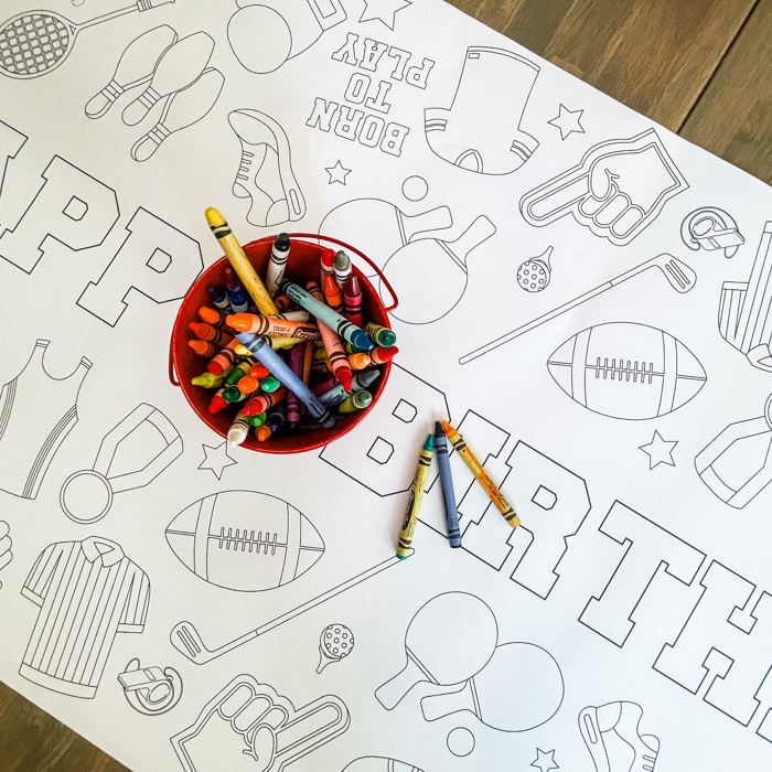 Sports Coloring Table Runner Sports Party
